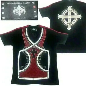 The Saints Sinphony S/S Shirt Womens 2X Studded Embellishment Cross Rock Biker